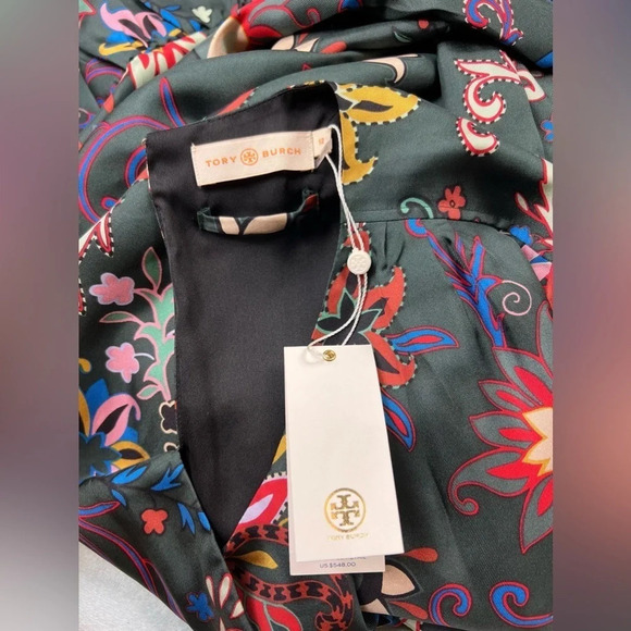 Tory Burch Womens Shift Dress Printed Silk Twill Black Mountain Floral Size 12 - Picture 12 of 16